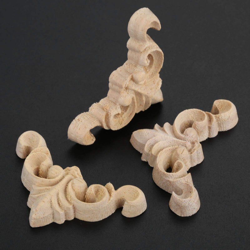 MUXSAM 20Pcs Furniture Onlay Applique Frame for Home, 4x4cm/1.57"x1.57", Unpainted Woodcarving Corner Decal Cabinet Door Wall Ceiling Dresser - Image 5